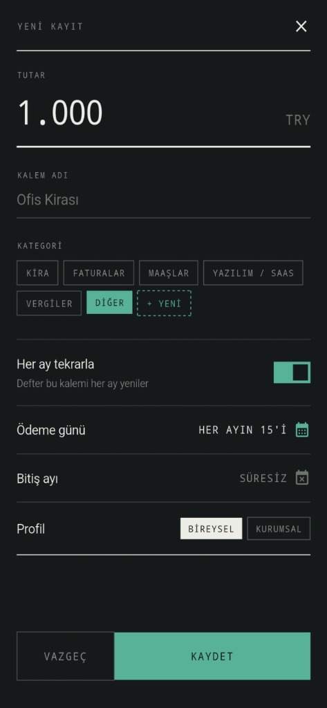 Yeni Kayıt